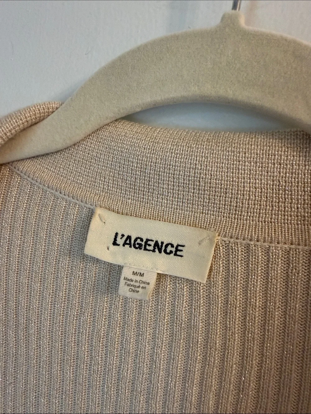 L'AGENCE Gold V-Neck Sweater Long Sleeve Knit Nari Crossover Pullover medium - Picture 3 of 5